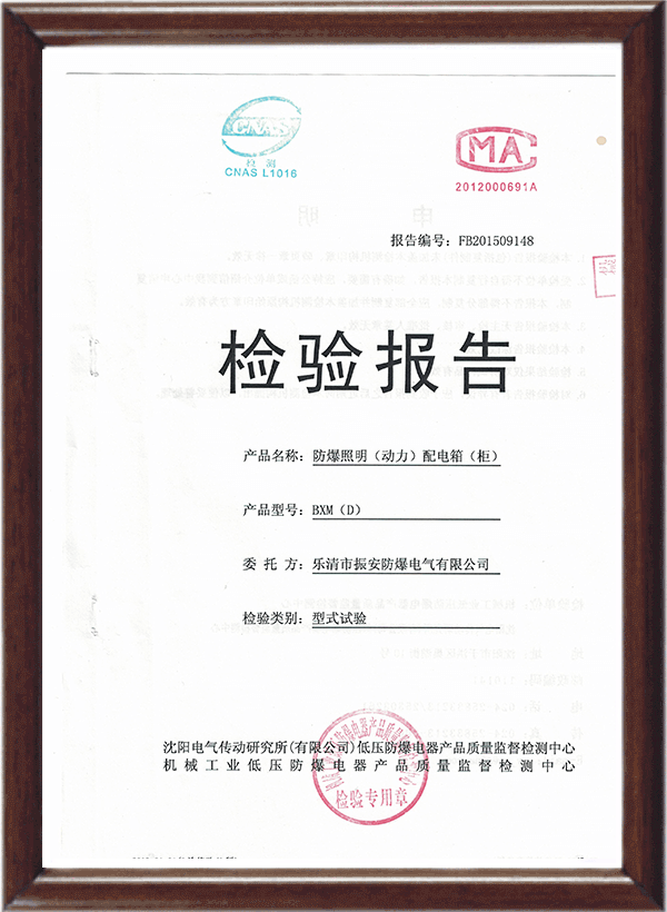 防爆配电柜（箱） 检验报告