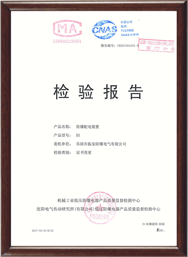 防爆配电装置检验报告